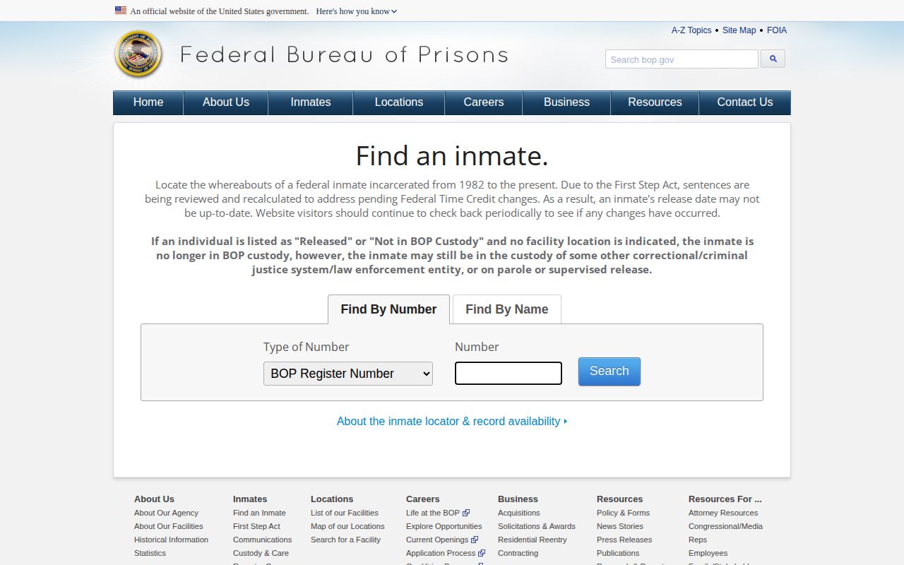 FCI Beckley federal release search in the BOP Inmate Locator