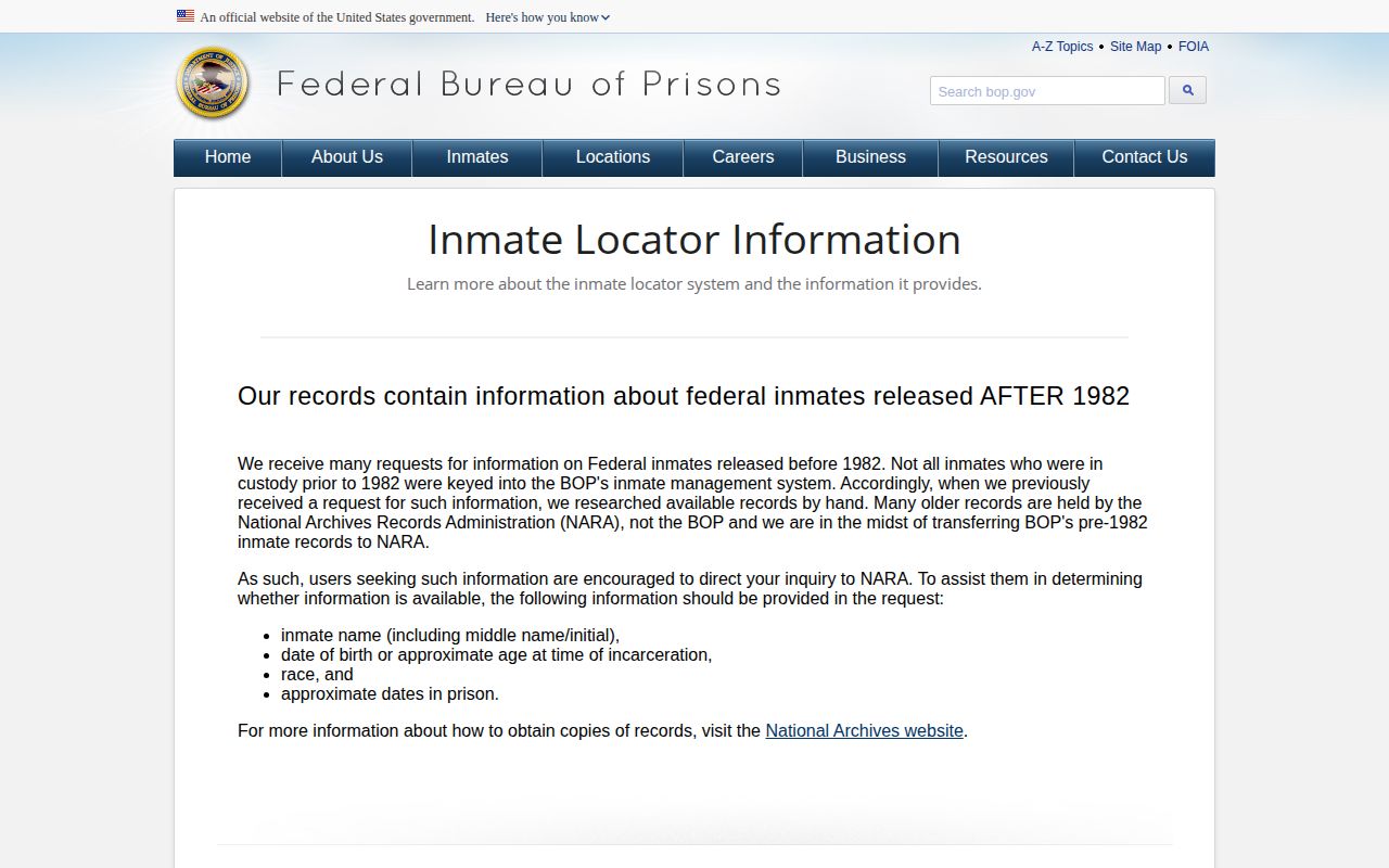 FCI Beckley BOP released status and past release date meaning