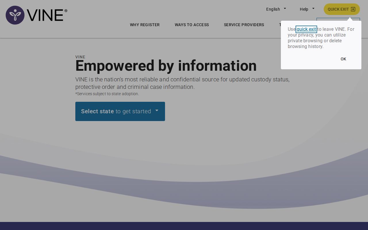 Raleigh County VINELink inmate search interface for West Virginia release records